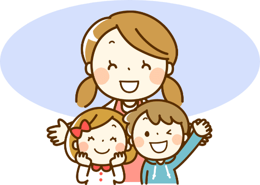 小学校3年生と男の子お母さんのイラスト