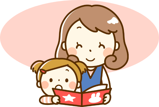 幼稚園年長さんと女の子のお母さんのイラスト